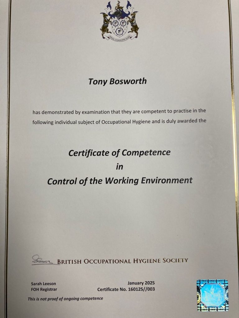 BOHS Certificate of Competence in Control of the Working Environment (CoC Control)